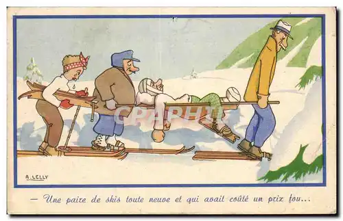 Cartes postales Fantaisie Humour Une paire de skis toute neuve et qui avait coute un prix fou Lelly