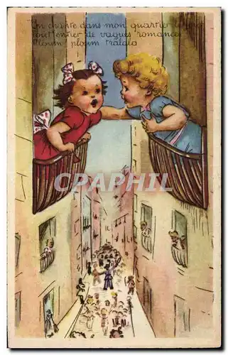 Cartes postales Fantaisie Humour Enfants Je chante dans mon quartier