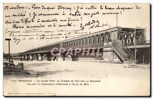 Bordeaux - Le Grand Pont de Chemin de Fer sur la Garonne - Ansichtskarte AK