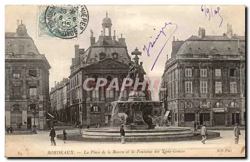 Bordeaux - La Place de la Bourse et la Fontaine les Trois Graces - Ansichtskarte AK