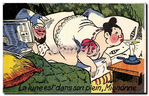 Humour - Illustration - La Lune est dans son plein Mignonne - Cartes postales