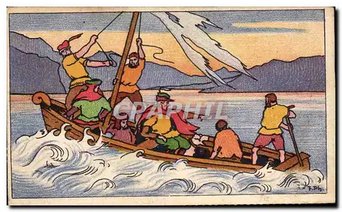 Humour - Illustration - Tell - La tempete sur le lac - Der Sturm auf dem See - Cartes postales