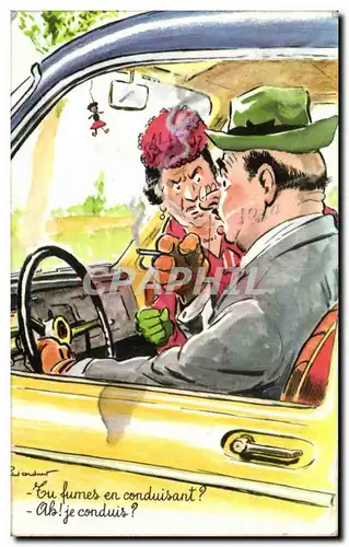Humour - Illustration - Tu fumes en conduisant - Ansichtskarte AK Tabac Tobacco