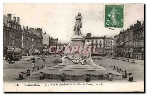 Ansichtskarte AK Bordeaux La statue de Gambetta et les allees de Tourny