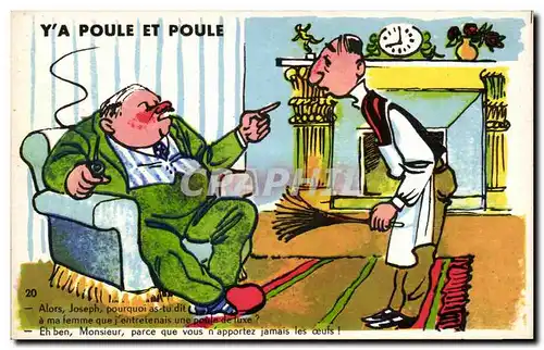 Humour - Illustration - Y&#39a Poule et poule - pipe - Cartes postales