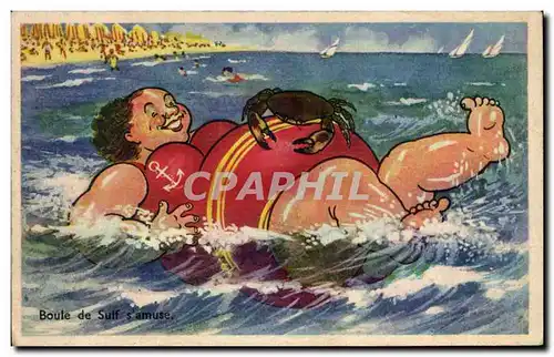 Humour - Illustration - bain - swimming - plage - beach - crabe - crab - Ansichtskarte AK