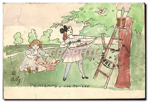 Humour - Illustrarion - Printemps - Les Cerises - chreey picking - Cartes postales