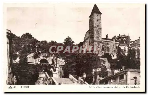 Auch - L&#39Escalier Monumental et la Cathedrale - Ansichtskarte AK