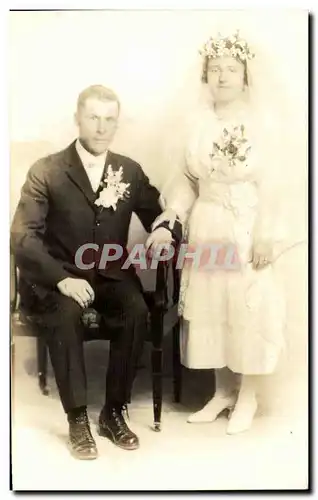 CARTE PHOTO Fantaisie - Couple - marriage - wedding - bride - groom - Ansichtskarte AK