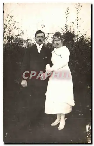 CARTE PHOTO Fantaisie - couple - wedding - marriage - bride - groom - Ansichtskarte AK