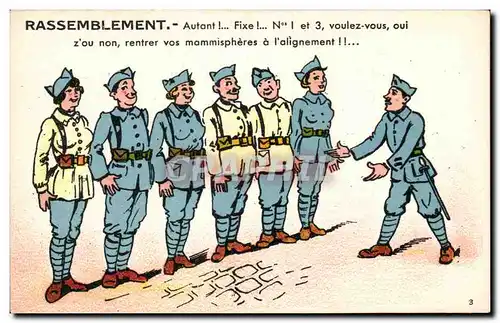 Ansichtskarte AK Illustrateur Militaria Rassemblement