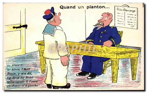 Cartes postales Illustrateur Militaria Quand un planton Humour