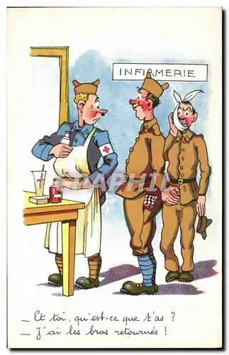 Cartes postales Illustrateur Militaria Humour Infirmerie Sante Soins