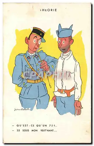 Cartes postales Illustrateur Militaria Humour Theorie Qu&#39est ce qu&#39un 75 ? 35 sous mon yeutnant