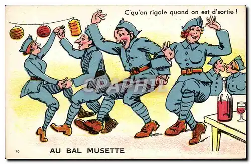 Cartes postales Illustrateur Militaria Humour Au bal musette