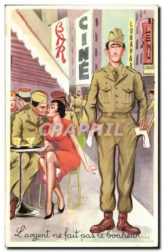 Ansichtskarte AK Illustrateur Militaria Humour L&#39argent ne fait pas le bonheur