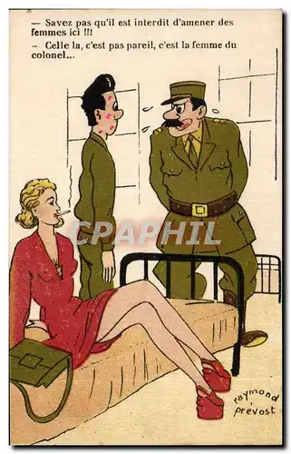 Ansichtskarte AK Illustrateur Militaria Humour SAvez vous qu&#39il est interdit d&#39amener des femmes ici !!! RA