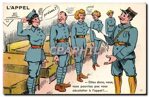 Ansichtskarte AK Illustrateur Militaria Humour L&#39appel