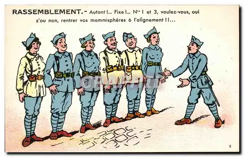 Ansichtskarte AK Illustrateur Militaria Humour Rassemblement