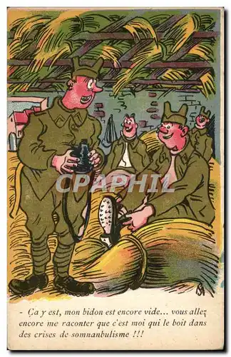 Cartes postales Illustrateur Militaria Humour Ca y est mon bidon est vide