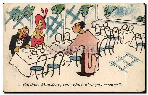 Ansichtskarte AK Illustrateur Humour Pardon Monsieur cette place n&#39est pas retenue ?