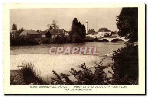 Cartes postales Bonneville l&#39Arve Pont et statue de Charles Felix Roi de Sardaigne