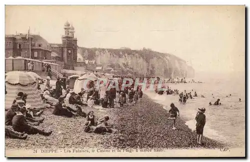 Ansichtskarte AK Dieppe Les falaises le casino et la plage a maree haute