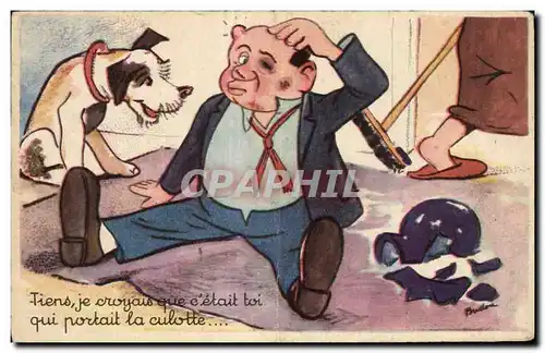 Cartes postales Fantaisie Humour Tiens je croyais que c&#39etait toi qui portait la culotte Chein