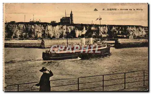 Ansichtskarte AK Dieppe Arrivee de la Malle (bateau)