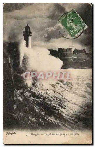 Ansichtskarte AK Dieppe Le phare un jour de tempete Lighthouse