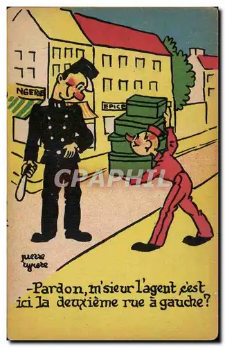 Cartes postales Fantaisie Illustrateur Pierre Tyrere Agent Gendarme Policier Police