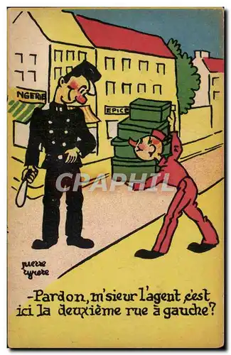 Cartes postales Fantaisie Illustrateur Pierre Tyrere Agent Police Gendarme Policier