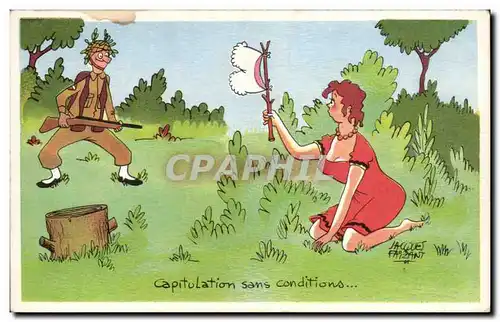 Ansichtskarte AK Fantaisie Illustrateur Humour Militaria Capitulation sans condition Jacques Faizant