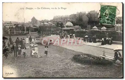 Cartes postales Dieppe Le chateau vu de la plage