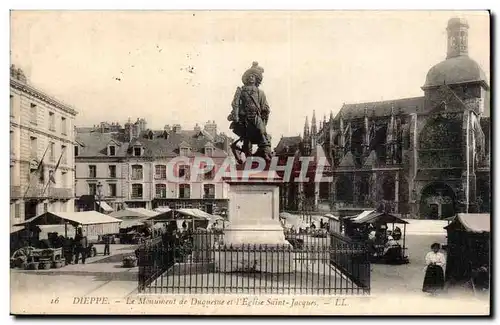 Ansichtskarte AK Dieppe Le monument de Duquesne et l&#39eglise Saint Jacques