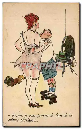 Cartes postales Fantaisie Humour Rosine Je vous promets de faire de la culture physique