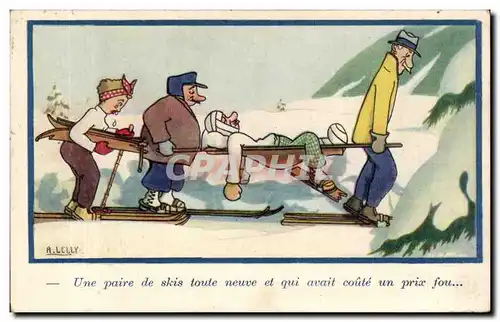 Cartes postales Fantaisie Humour Une paire de skis toute neuve et qui avait coute un prix fou Lelly