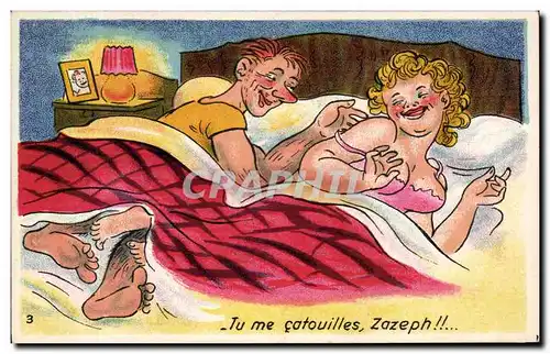 Cartes postales Fantaisie Humour Tu me catouilles Zazeph