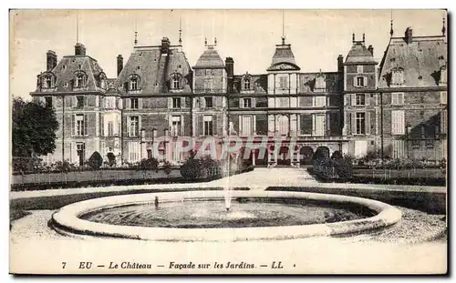 Cartes postales Eu Le chateau Facade sur les jardins