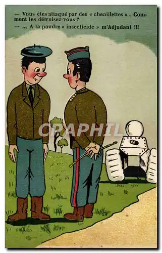 Cartes postales Fantaisie Humour Militaria Tank
