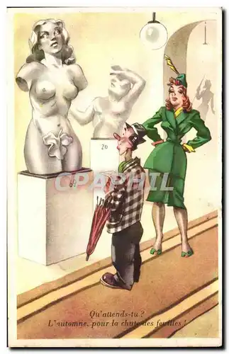 Cartes postales Fantaisie Humour Statue