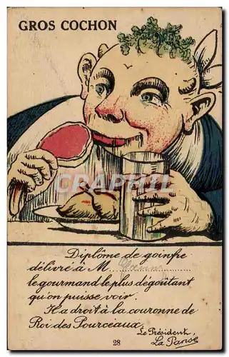 Cartes postales Fantaisie Humour Gros cochon