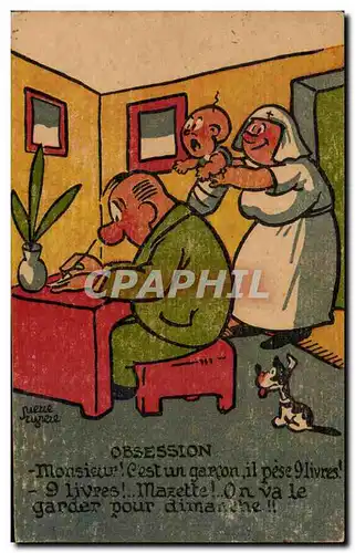 Cartes postales Fantaisie Illustrateur Humour Obsession Enfant