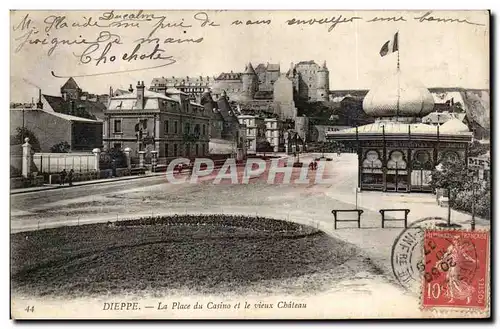 Cartes postales Dieppe La place du casino et le vieux chateau