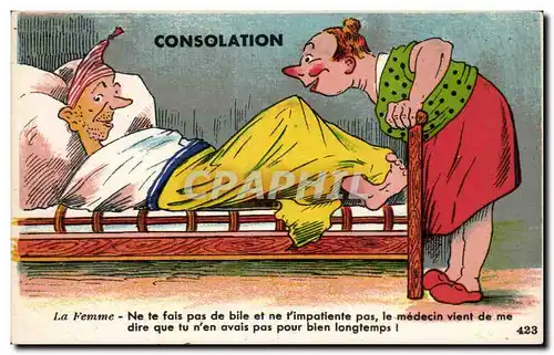 Cartes postales Fantaisie Humour Illustrateur Consolation