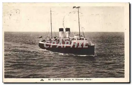 Ansichtskarte AK Dieppe Arrivee du steamer Paris