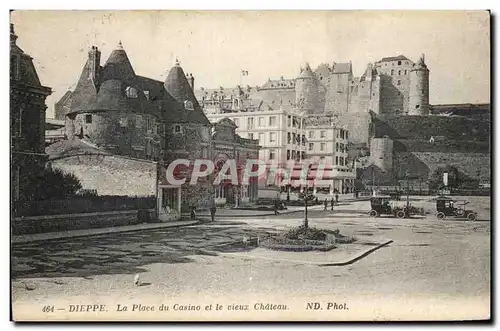 Cartes postales Dieppe La place du casino et le vieux chateau