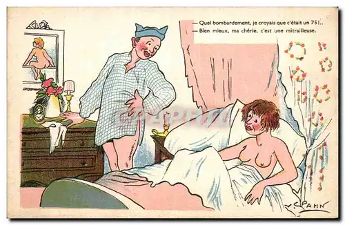 Cartes postales Fantaisie Humour Militaria Quel bombardement je croyais que c&#39etait un 75 ! Spahn