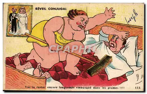 Cartes postales Fantaisie Humour Reveil conjugal