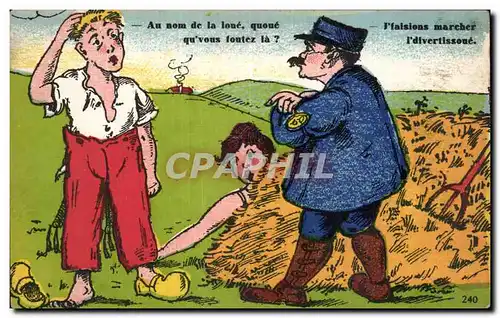 Cartes postales Fantaisie Humour Au nom de la Loue Police Gendarme